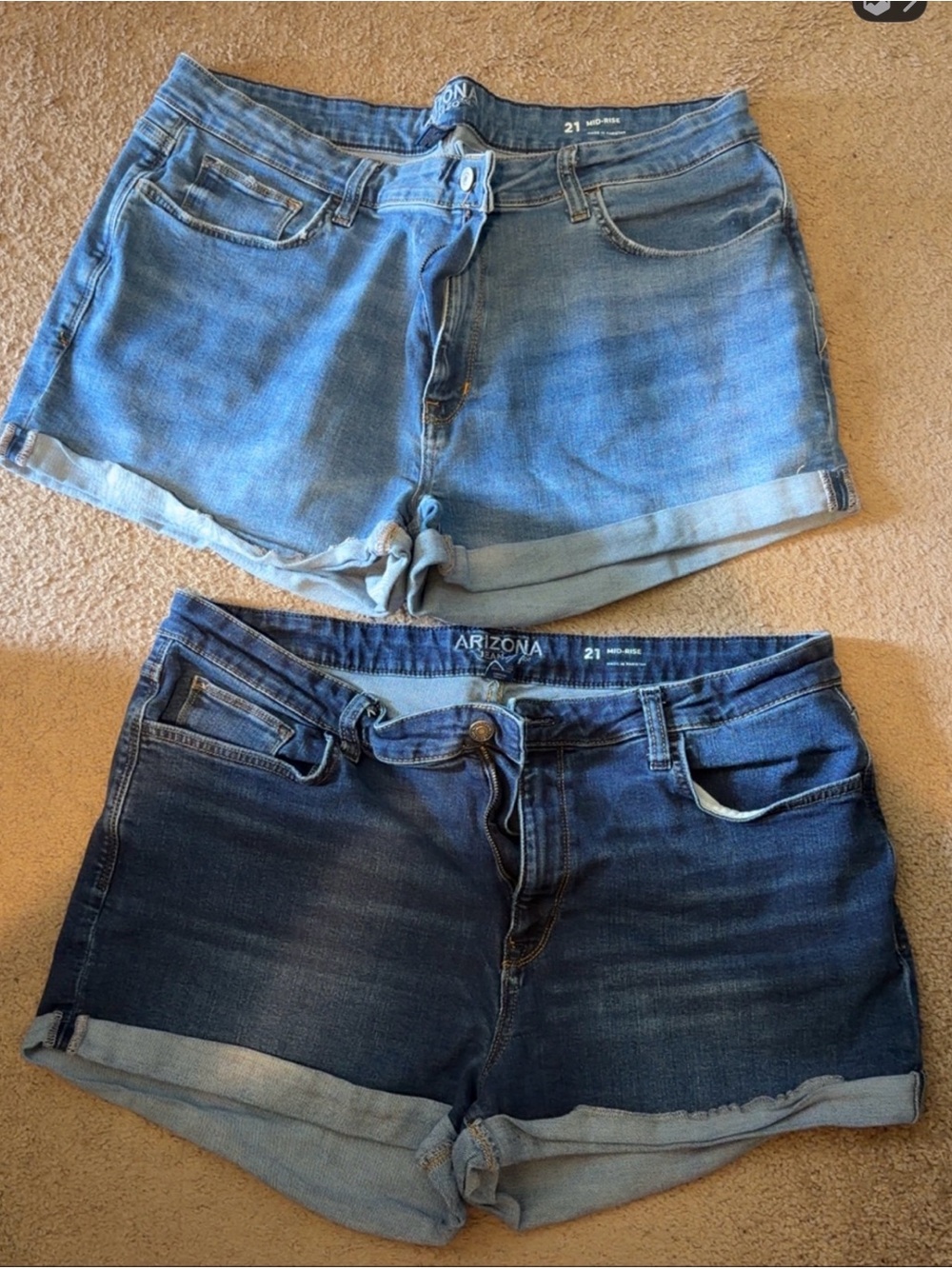 Arizona Jean Company Two-Pair Denim Shorts — Light Blue & Dark Blue